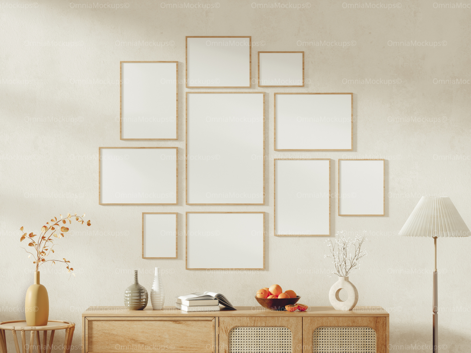 10 Frames Wall Gallery Mockup - PSD & PNG