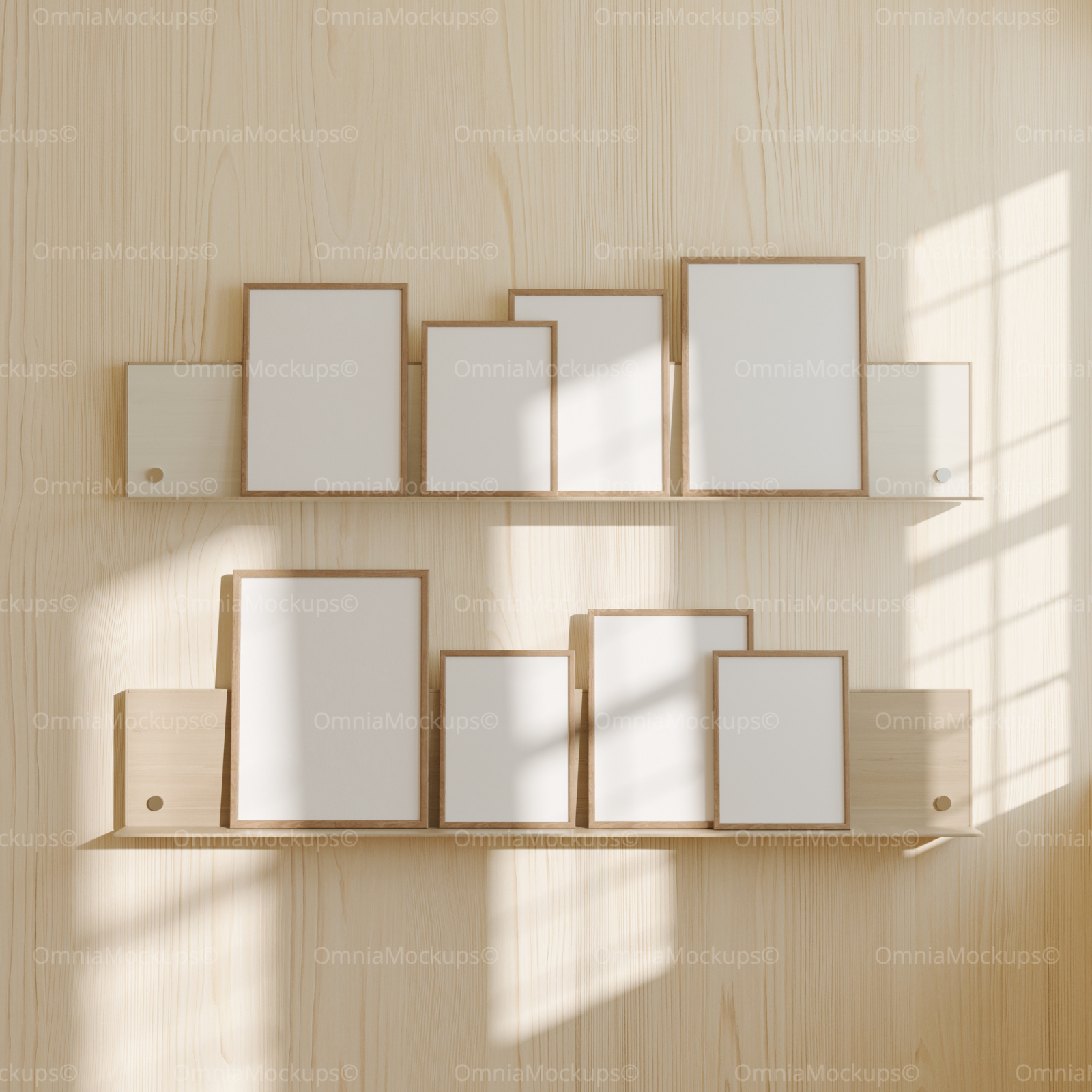 8 Vertical 3x4 Frames Mockup With Sunlight