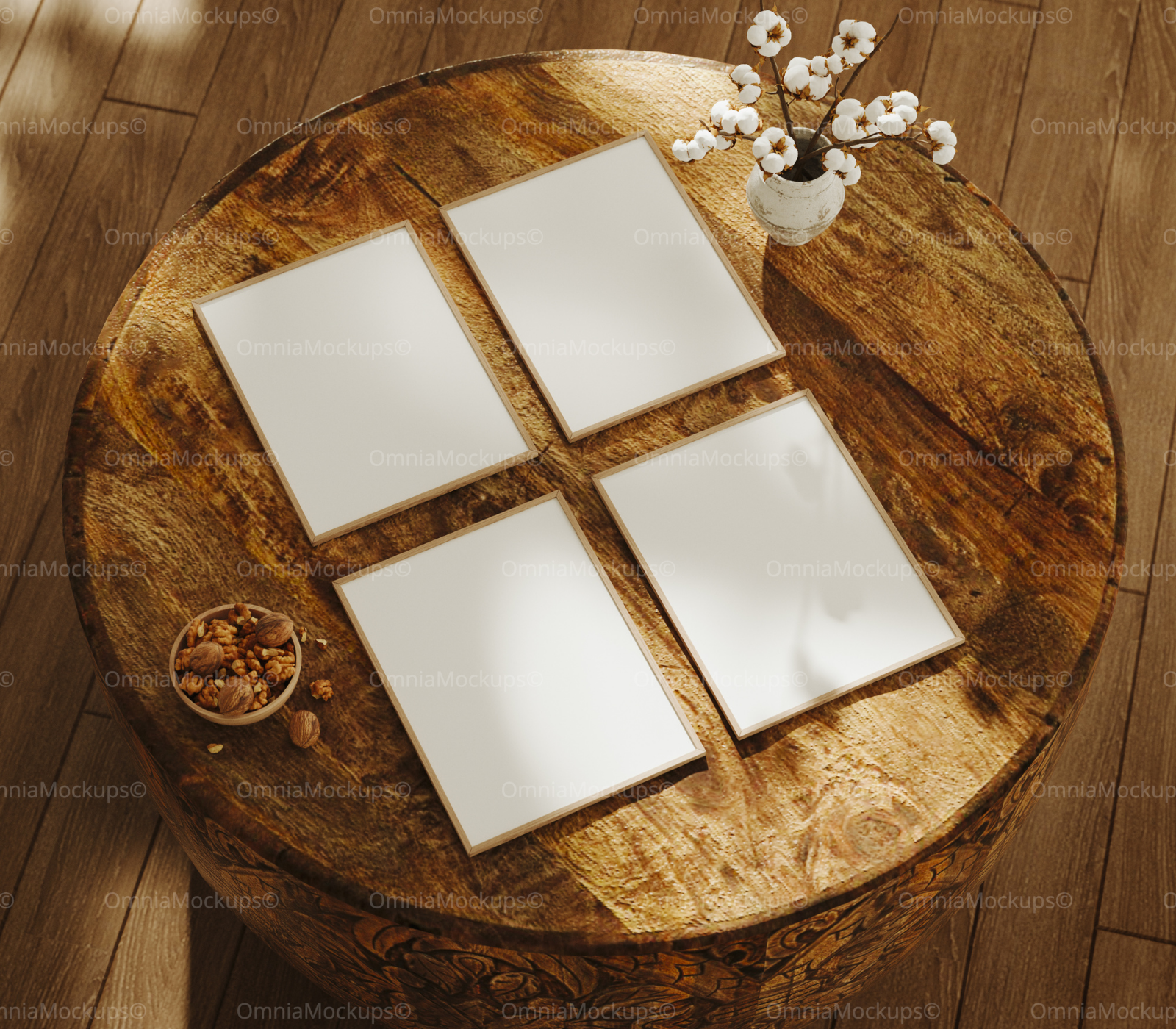 4 Vertical 3x4 Frames Mockup With Sunlight