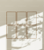 6 Vertical 5x7 Wall Frames Mockup With Sunlight