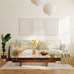3 Vertical 5x7 Living Room Wall Frames Mockup