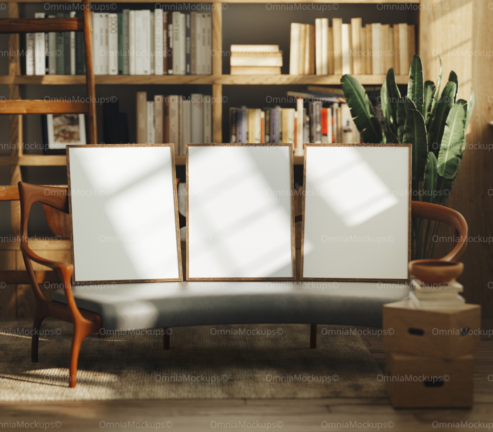 3 Vertical 3x4 Frames Mockup With Sunlight