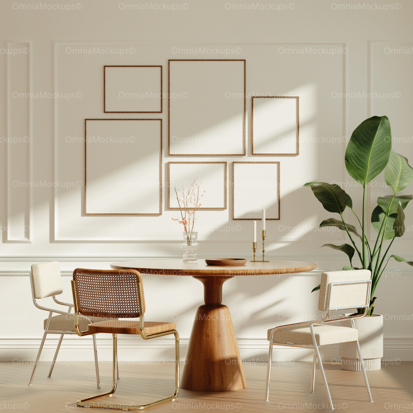 6 Dining Table Wall Gallery 4x5 Frames Mockup