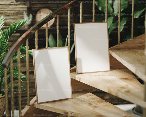 2 Vertical 5x7 Frames Mockup With Sunlight