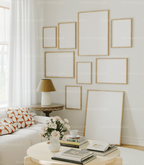 9 Living Room Gallery Frames Mockup With Reflection