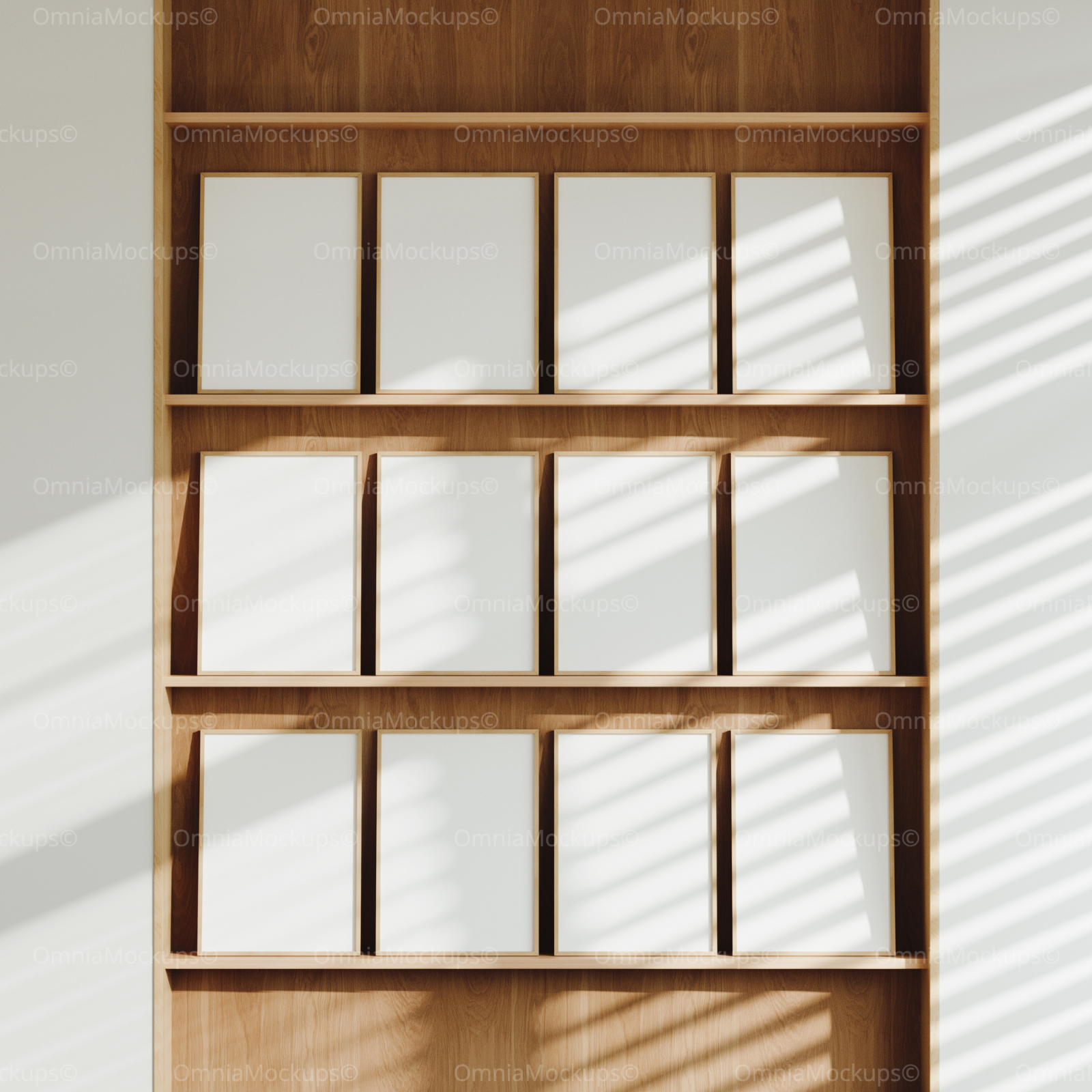 12 Vertical A Series Frames Mockup With Sunlight