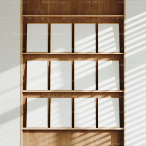 12 Vertical A Series Frames Mockup With Sunlight