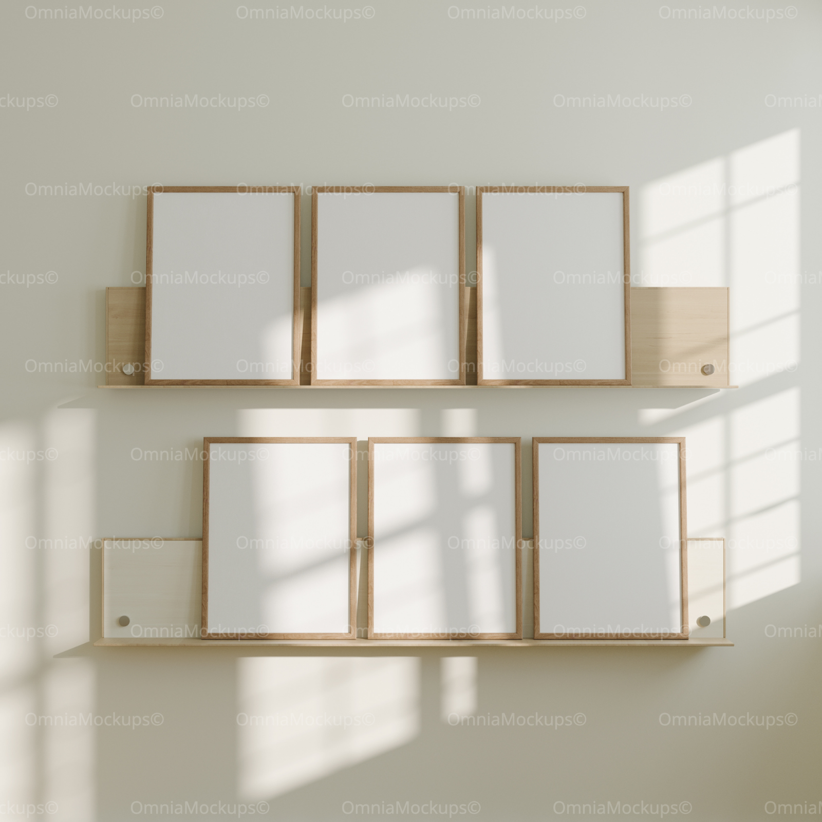 6 Vertical 3x4 Frames Mockup With Sunlight