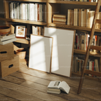 2 Vertical 3x4 Library Frames Mockup With Sunlight