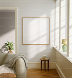Square Living Room Frame Mockup With Sunlight