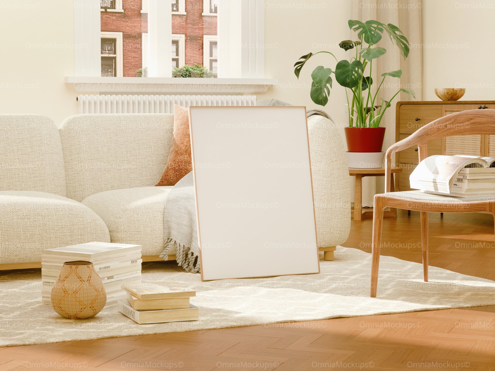 Vertical 3x4 Living Room Frame Mockup