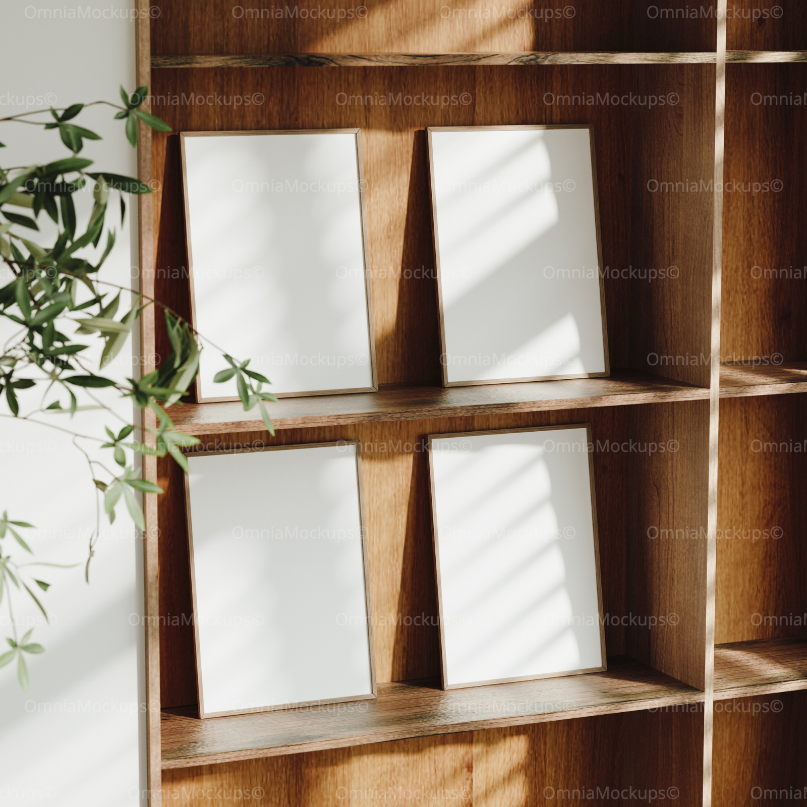 4 Vertical 5x7 Frames Mockup With Sunlight