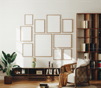 10 Wall Gallery 3x4 Frames Mockup With Sunlight
