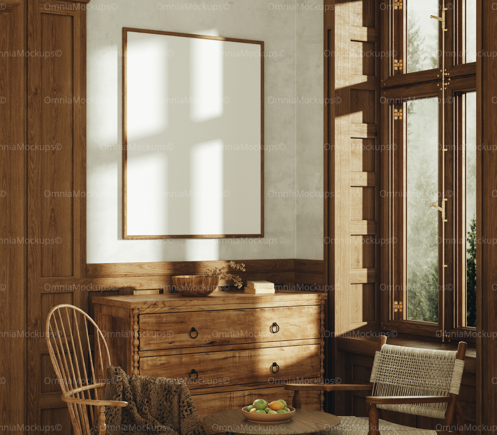 Vertical Wall Frame Mockup With Sunlight