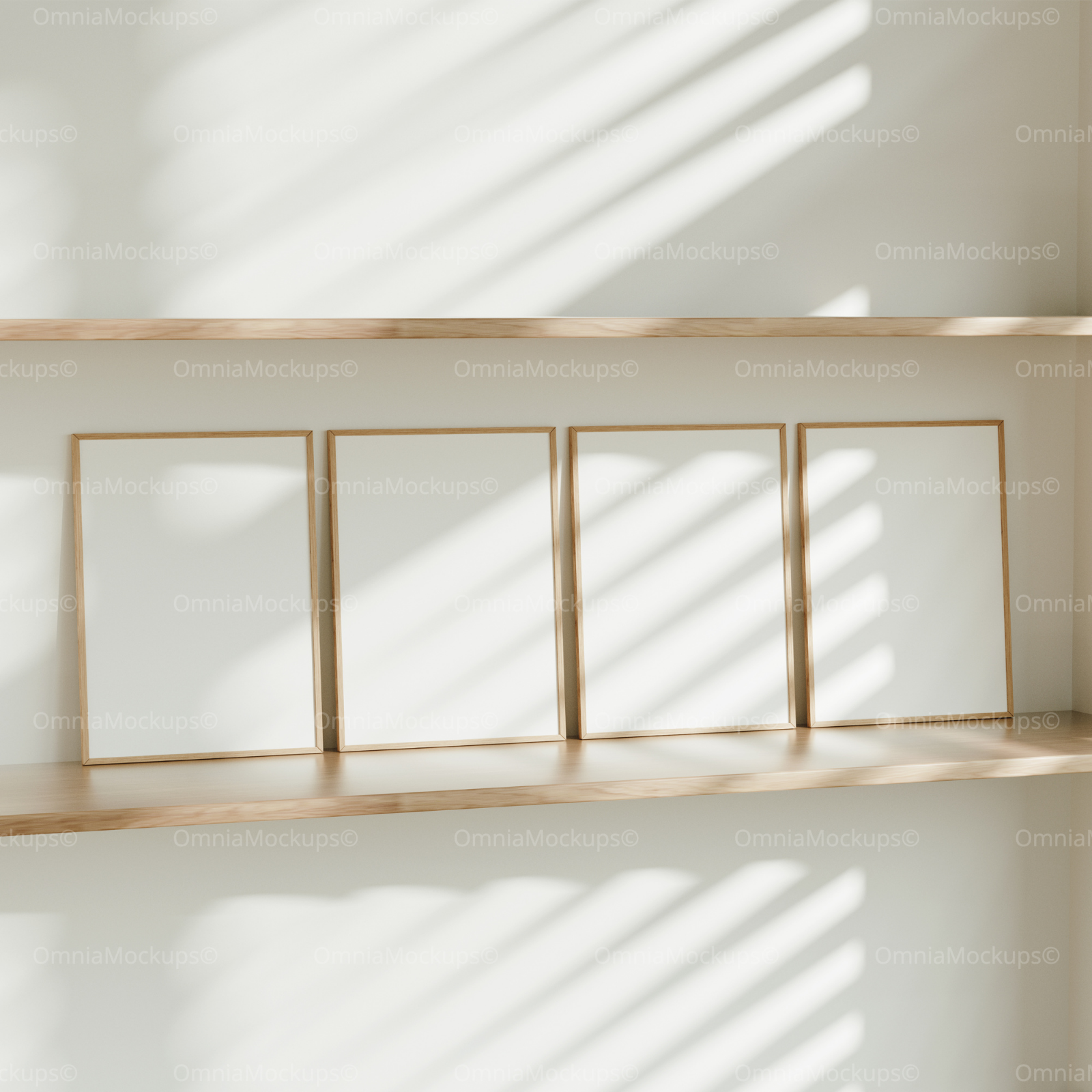 4 Vertical 3x4 Frames Mockup With Sunlight