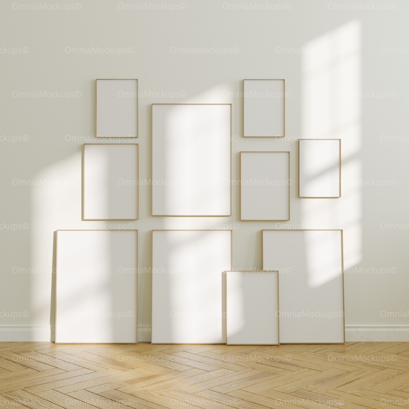 10 Vertical Frames With Sunlight Mockup - PSD & PNG