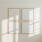 4 Square Wall Frames Mockup With Sunlight