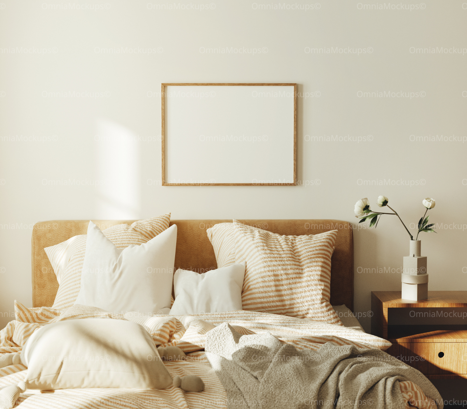 Horizontal 4x3 Bedroom Wall Frame Mockup