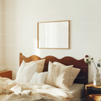 Horizontal 4x3 Bedroom Wall Frame Mockup With Reflection