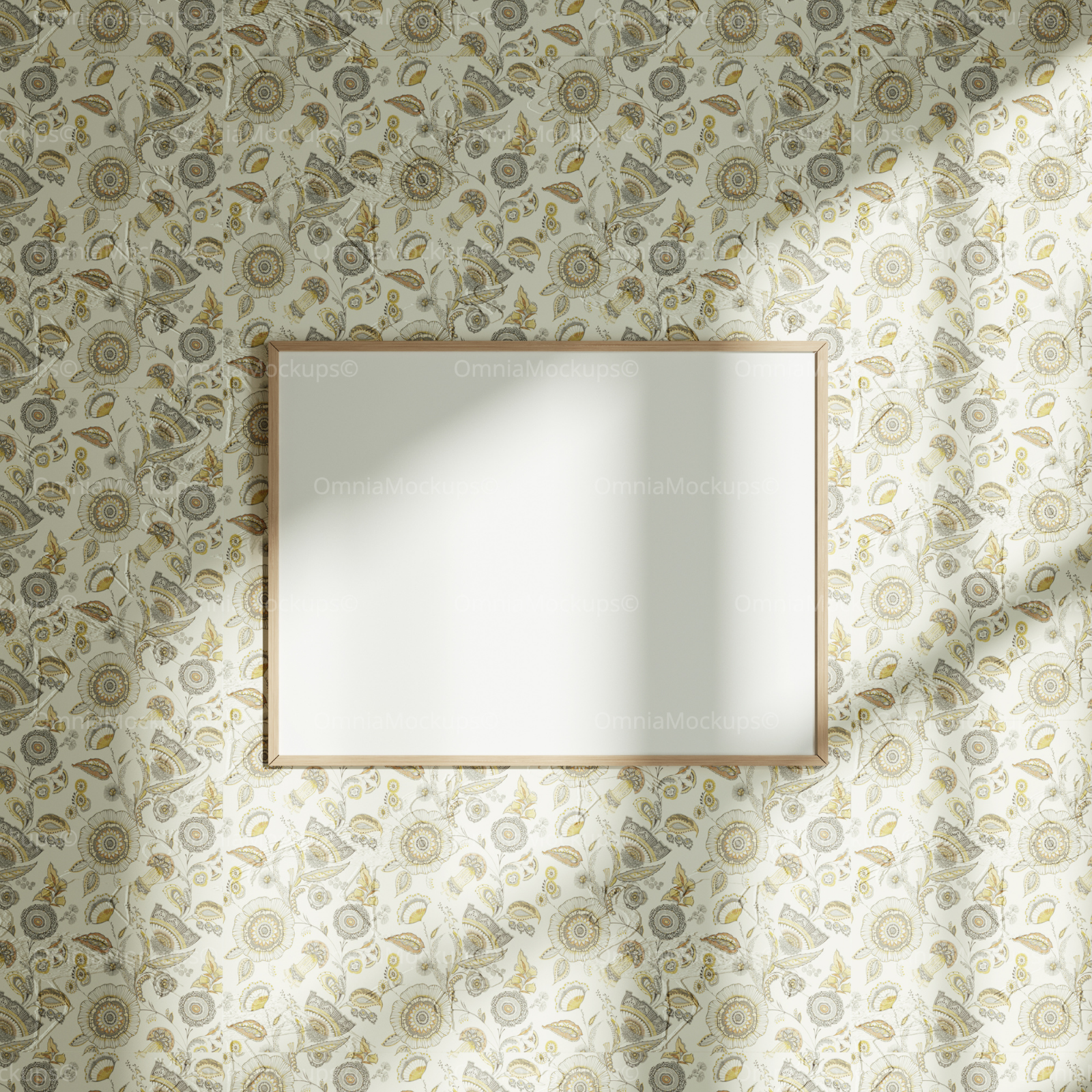 Horizontal 4x3 Wall Frame Mockup With Sunlight