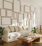 24 Living Room Wall Frames Mockup With Sunlight