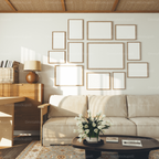 12 Living Room Wall Gallery 5x7 Frames Mockup With Sunlight
