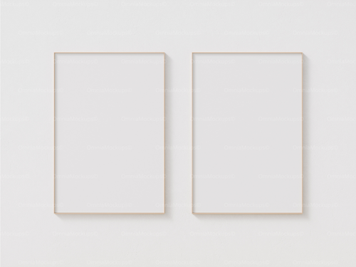 2 Vertical White Wall Frames Mockup