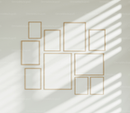 10 Wall Gallery 3x4 Frames Mockup With Sunlight