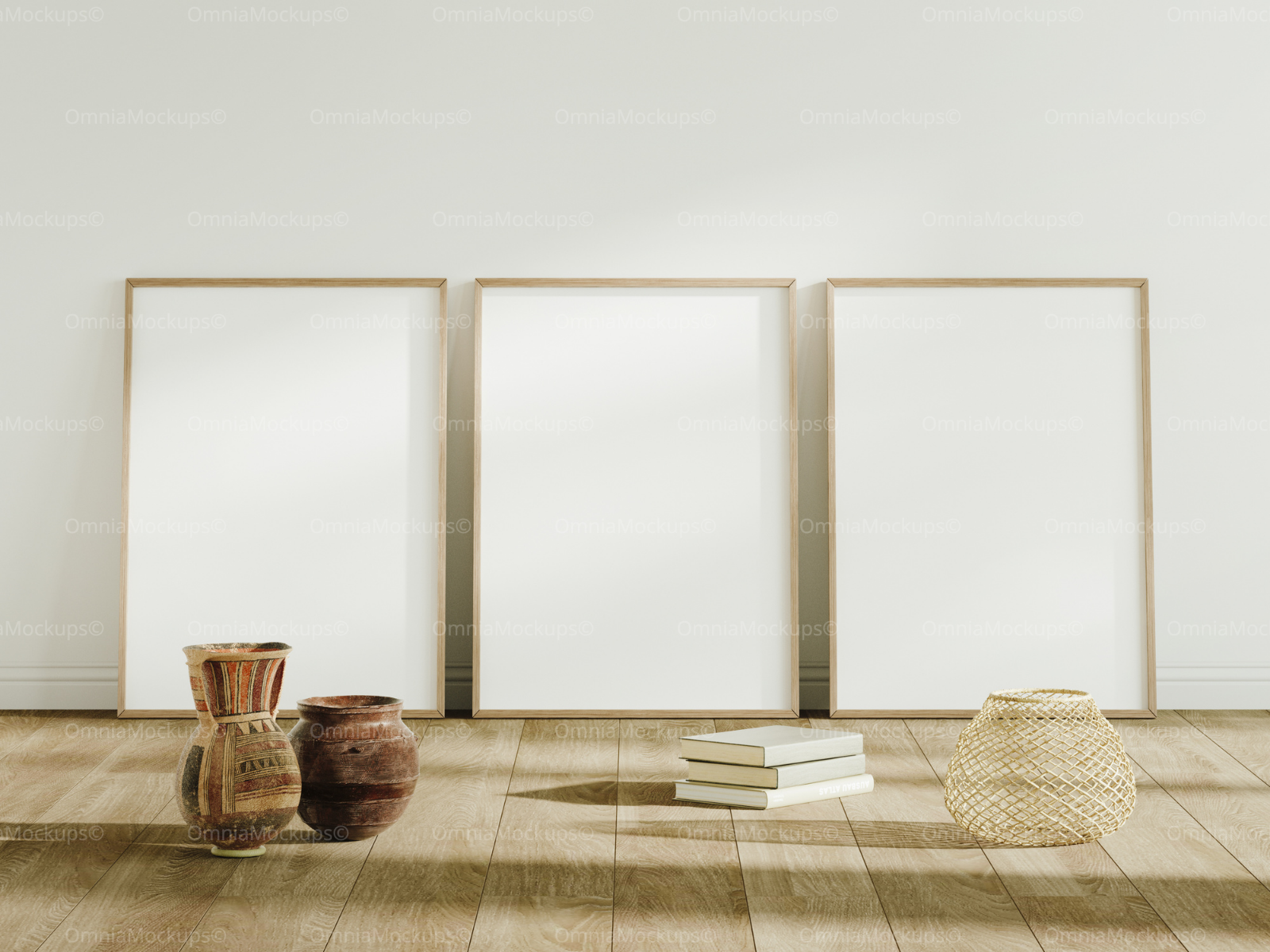 3 Vertical 5x7 Frames Mockup With Sunlight