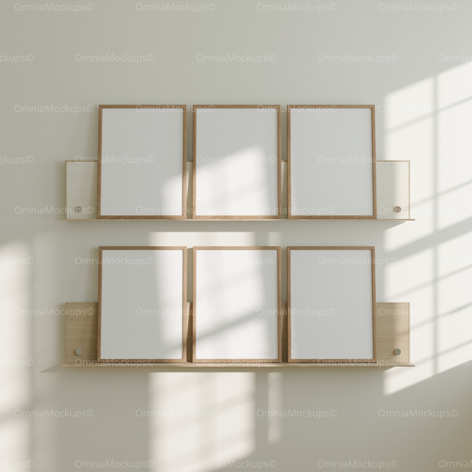 6 Vertical 3x4 Frames Mockup With Sunlight