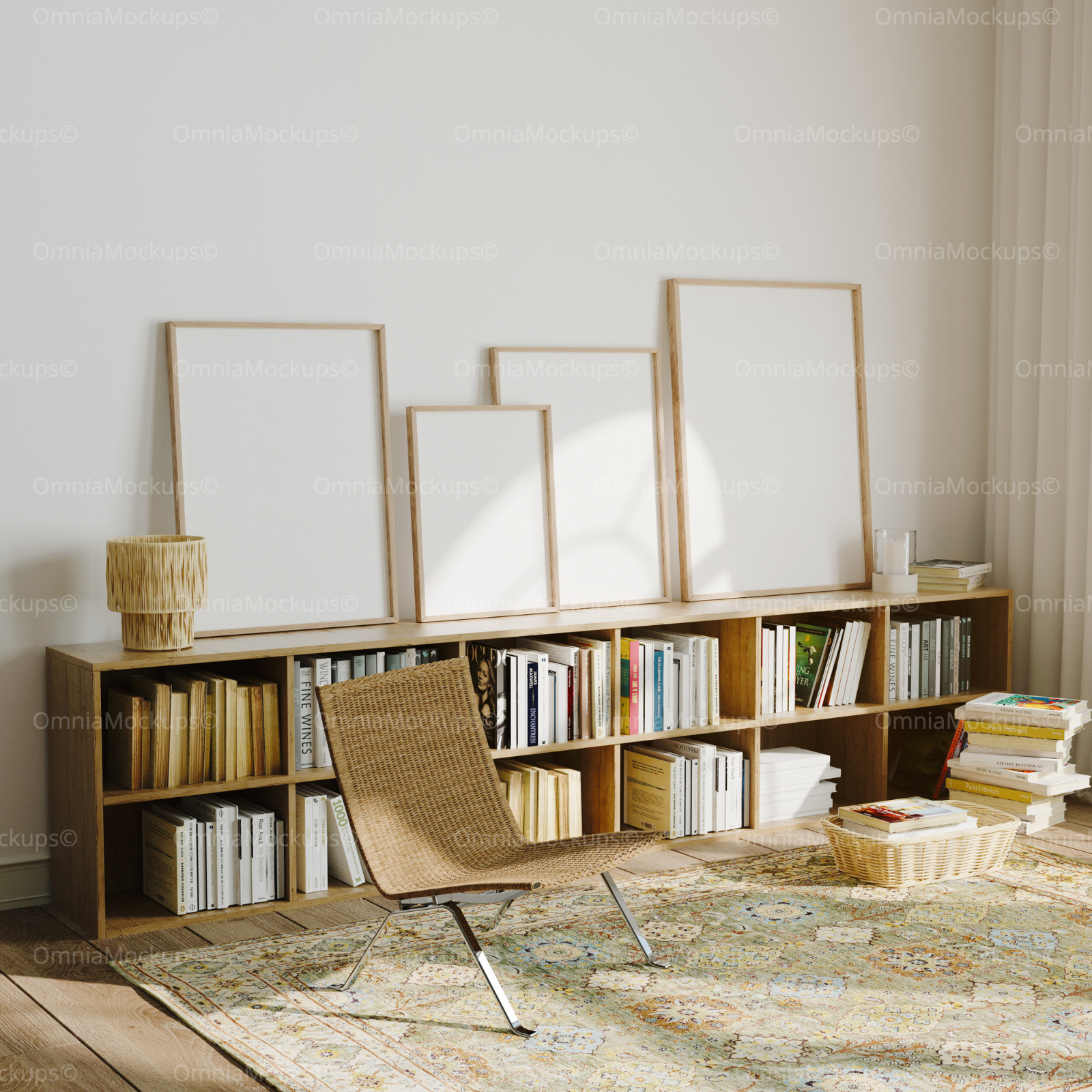 4 Vertical A Series Frames Mockup With Reflection