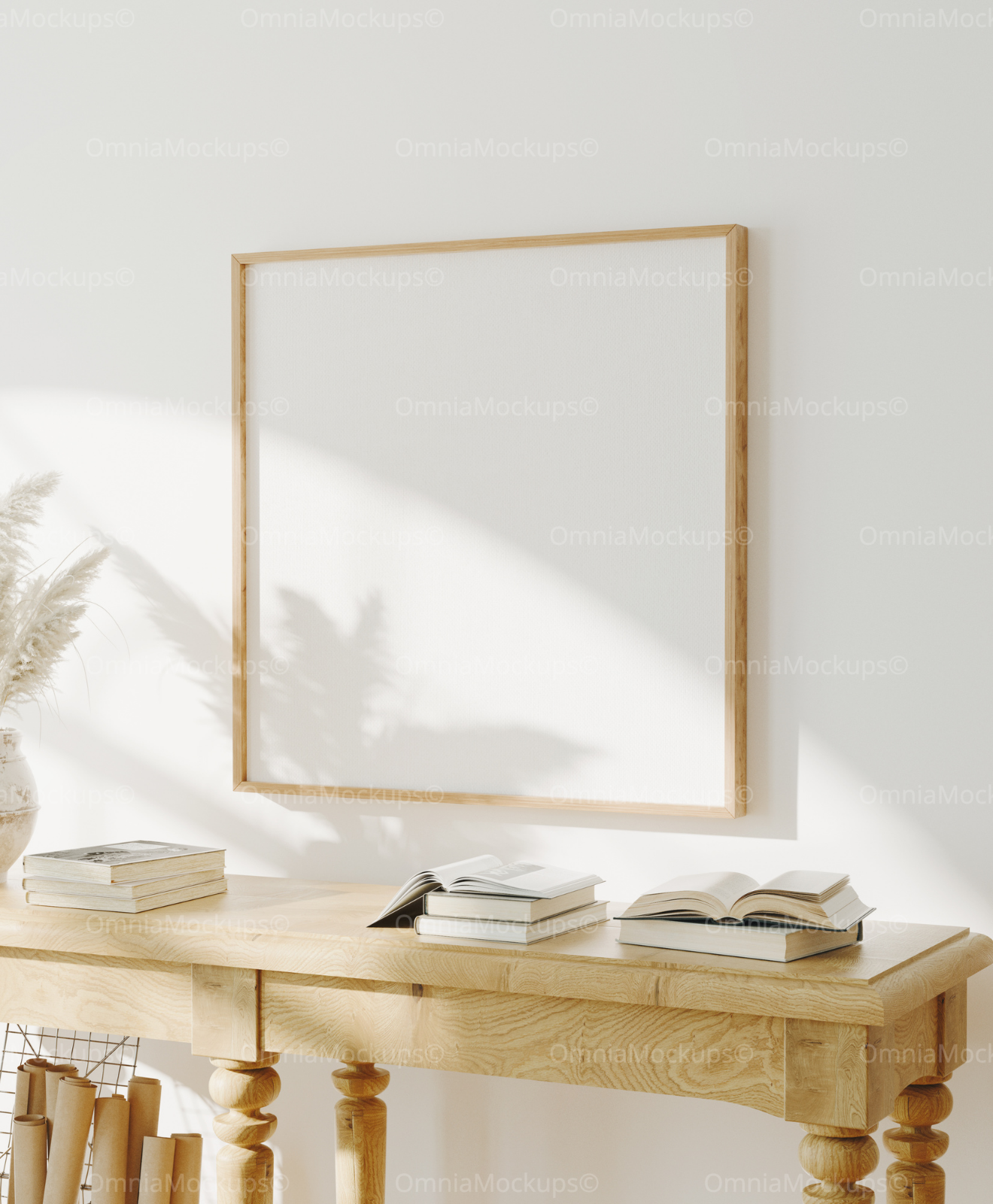 Square Wall Frame Mockup With Reflection