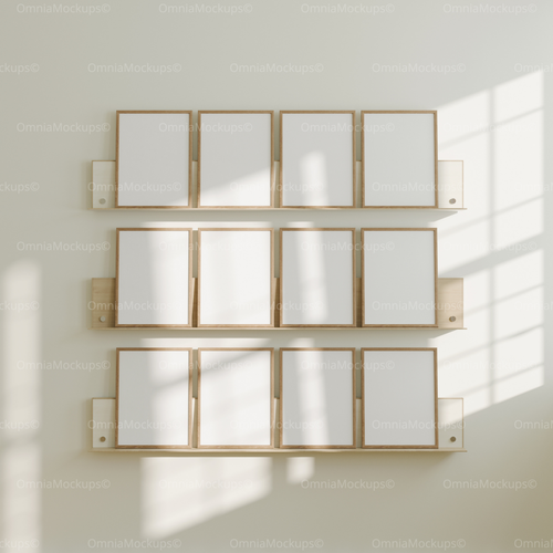 12 Vertical 3x4 Frames Mockup With Sunlight