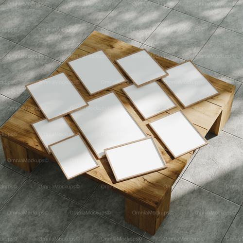 10 Frames 3x4 Mockup With Sunlight