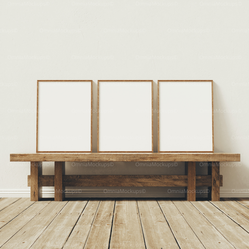3 Vertical 3x4 Frames Mockup