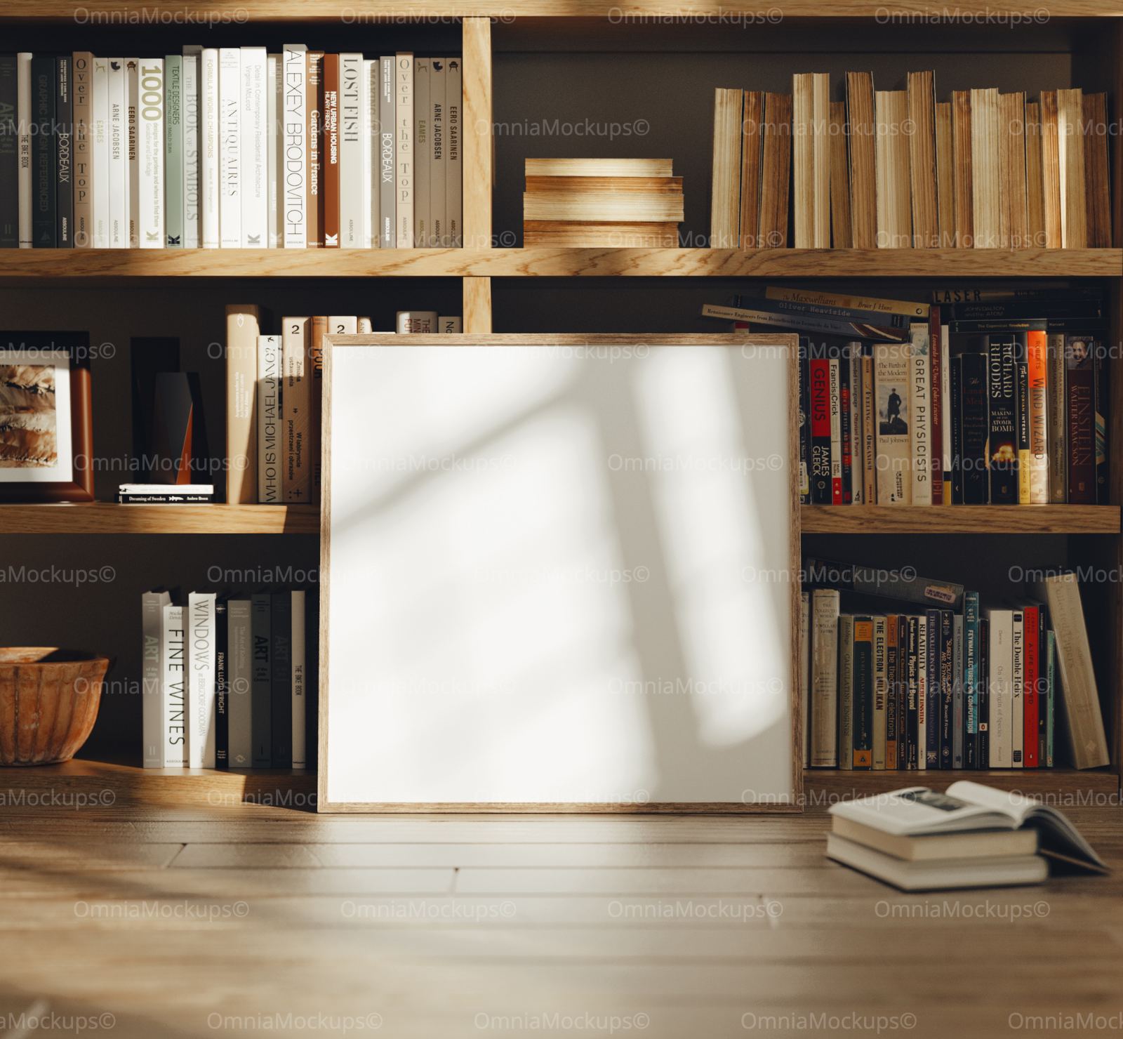 Square Library Frame Mockup With Sunlight