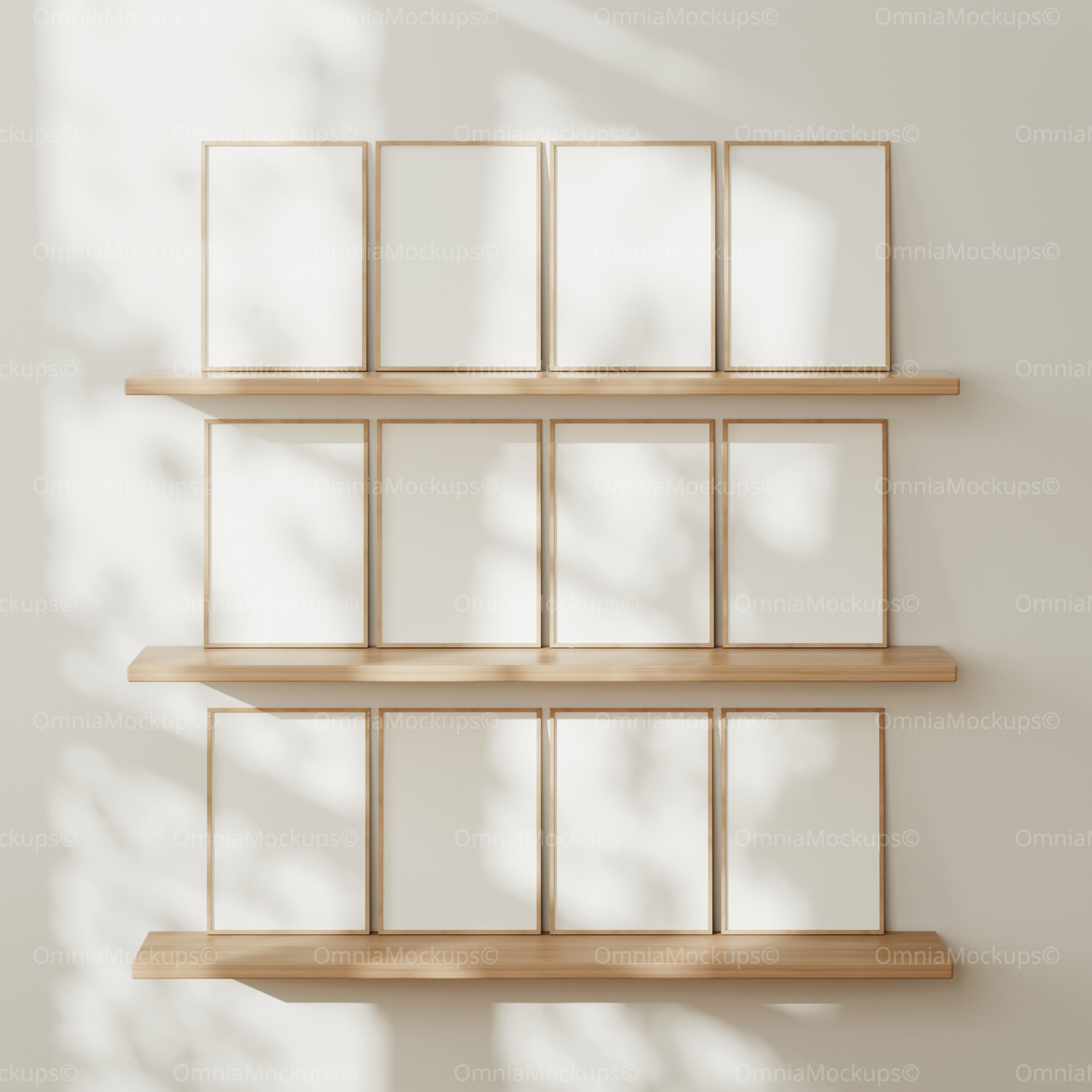 12 Vertical A Series Frames Mockup With Sunlight