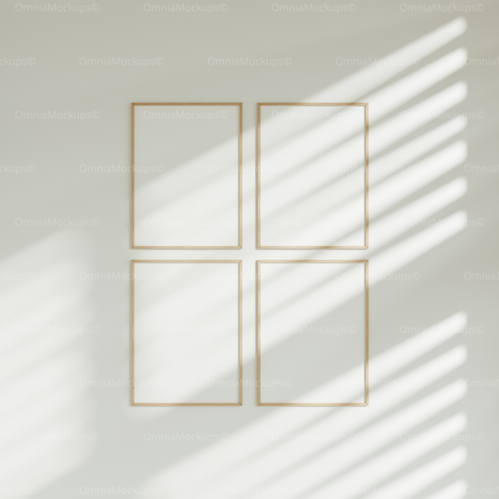 4 Vertical 3x4 Wall Frames Mockup With Sunlight