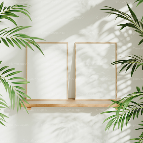 2 Vertical 5x7 Frames Mockup With Sunlight