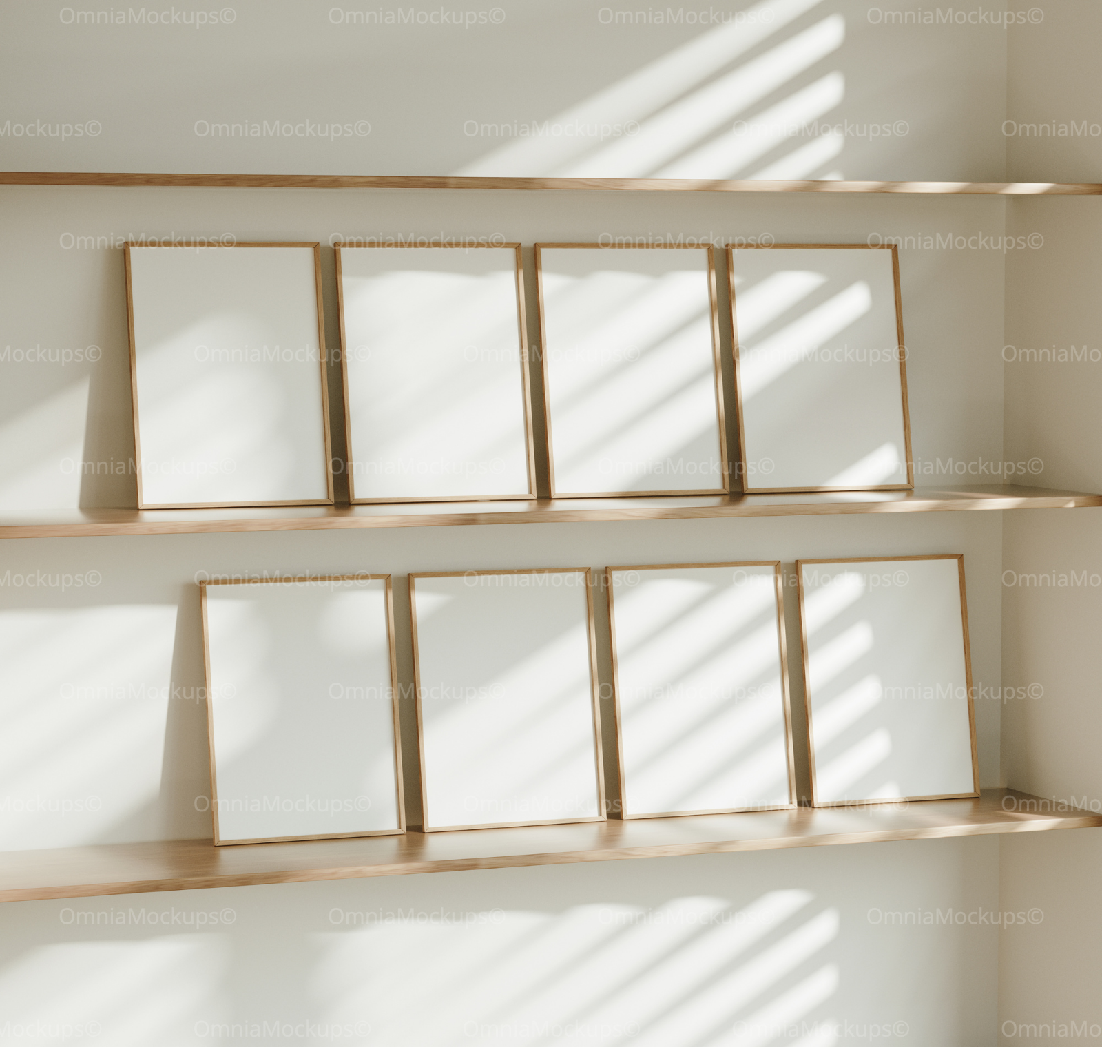 8 Vertical 3x4 Frames Mockup With Sunlight