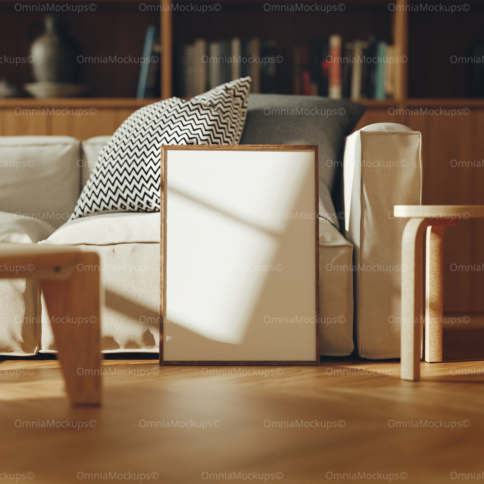 Vertical 5x7 Living Room Frame Mockup With Sunlight