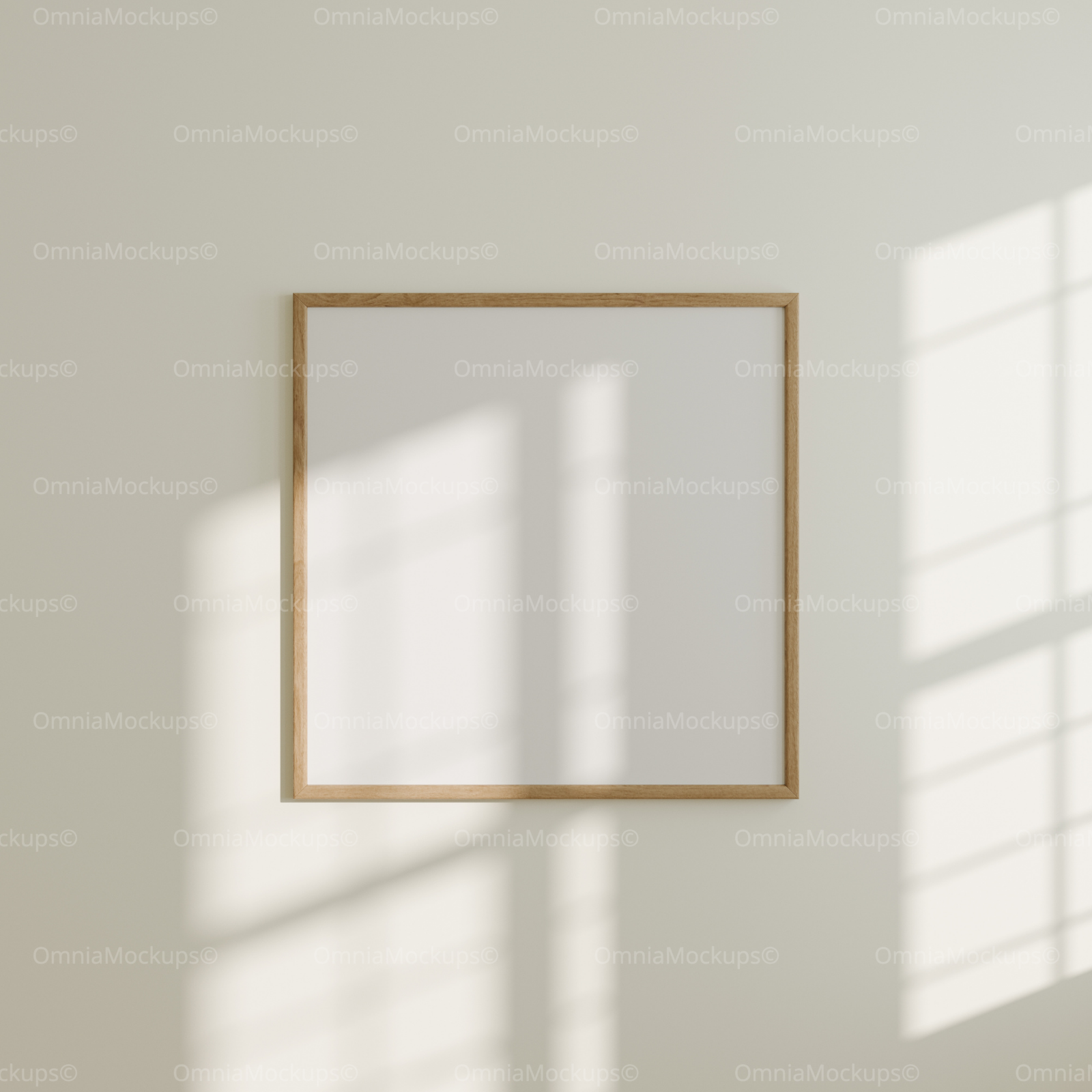 Square Wall Frame Mockup With Sunlight