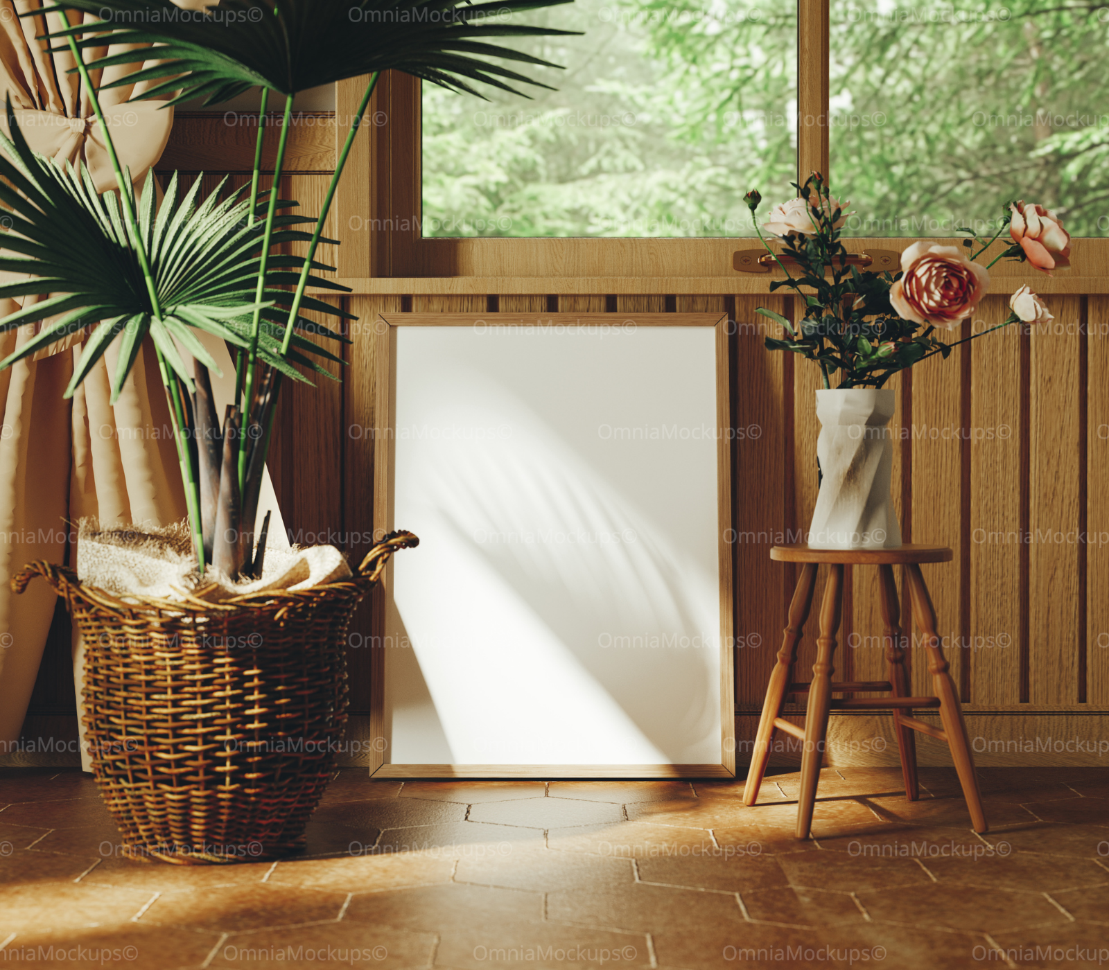 Vertical 3x4 Frame Mockup With Sunlight