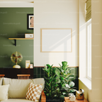 Horizontal 4x3 Living Room Wall Frame Mockup With Sunlight