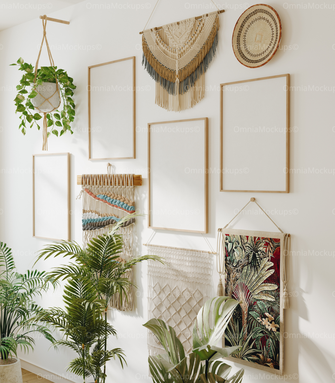 4 Vertical 3x4 Wall Frames Mockup