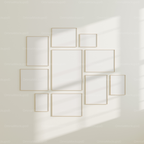 10 Wall Gallery 3x4 Frames Mockup With Sunlight