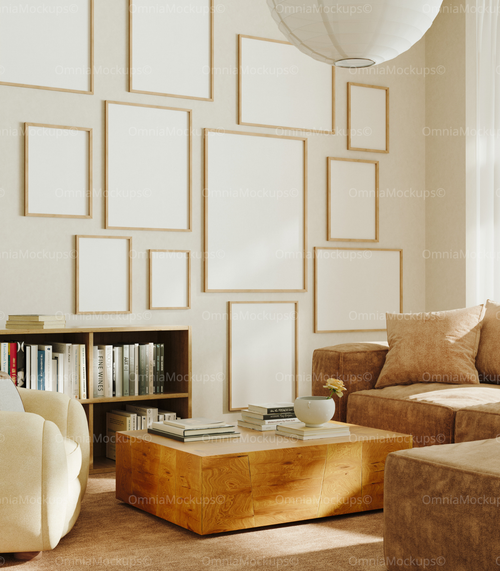 12 Living Room Wall Frames Mockup