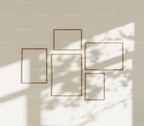 5 Wall Gallery 5x7 Frames Mockup With Sunlight