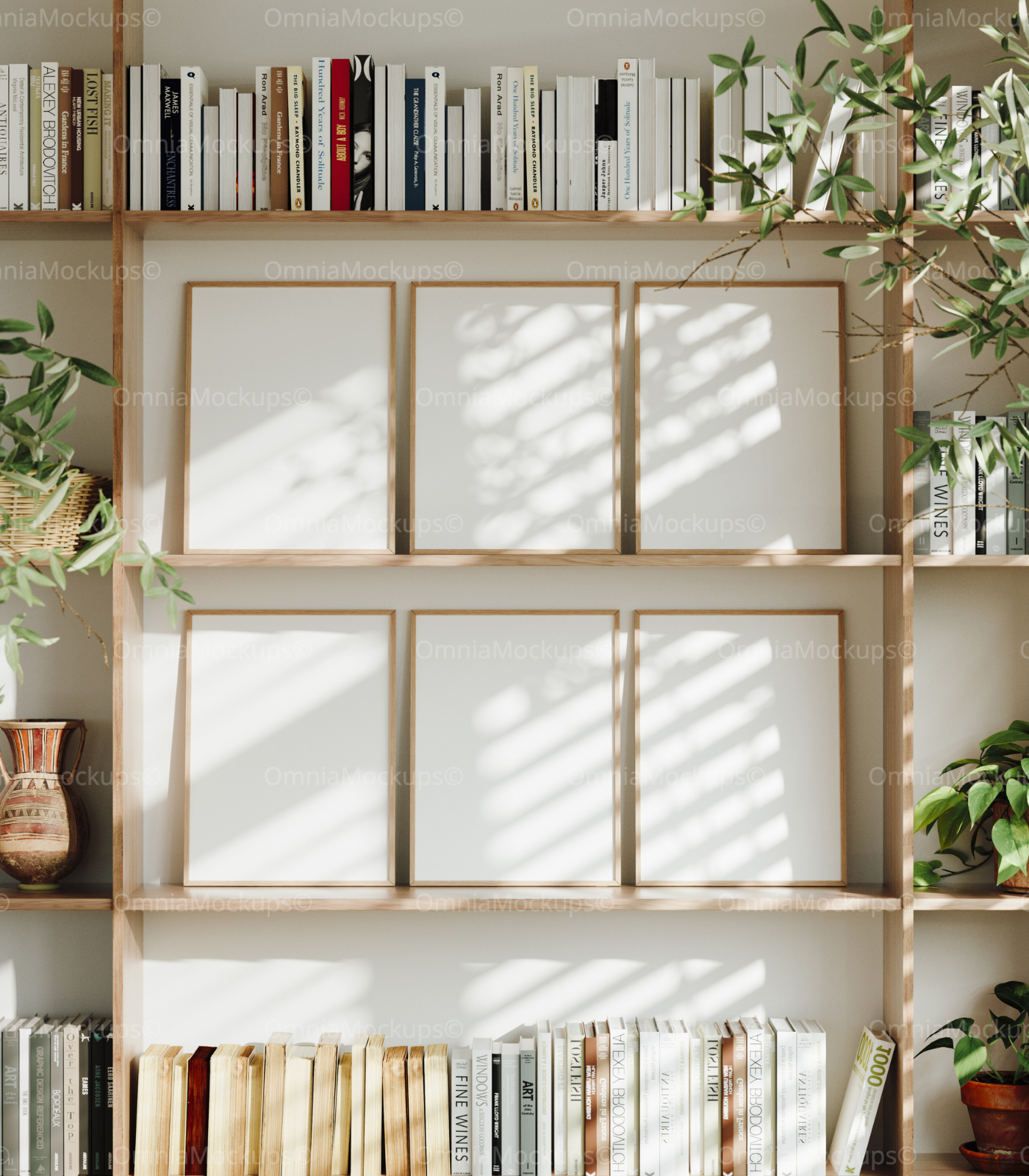 6 Vertical 3x4 Frames Mockup With Sunlight