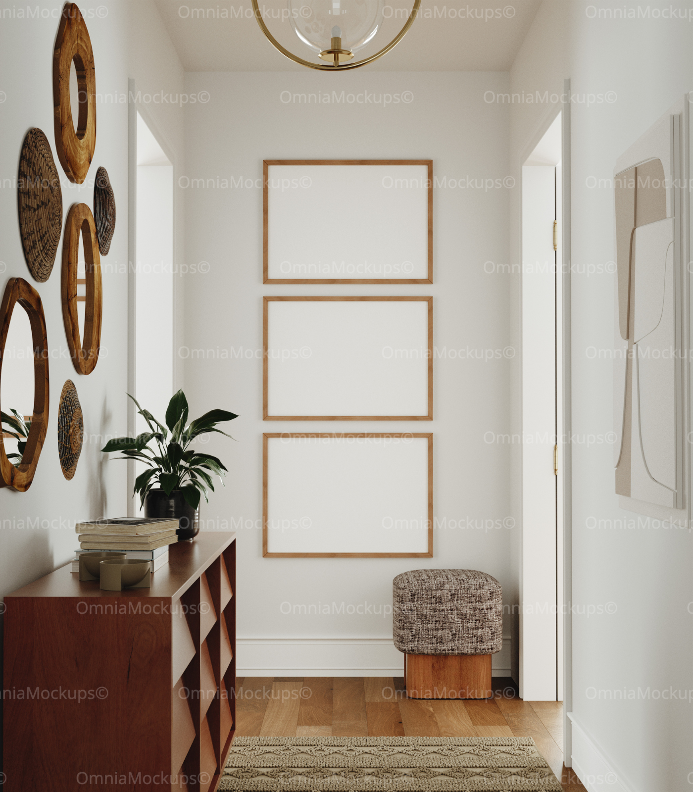 3 Horizontal 7x5 Wall Frames Mockup